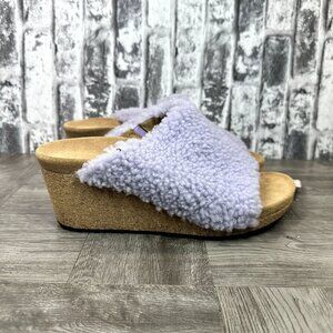 Papillio by Birkenstock Shearling Namica Women size 8/Euro 39 Purple Wedge Heel